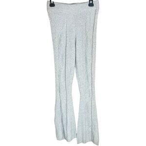 Pink Rose Cable Knit Flare Sweater Pants Gray